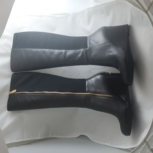 MICHAEL KORS BROMLEY RARE GOLD ZIPPER WEDGE BOOTS size 6